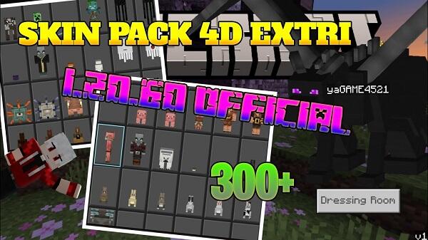 300+ 4D Skin Pack addon minecraft